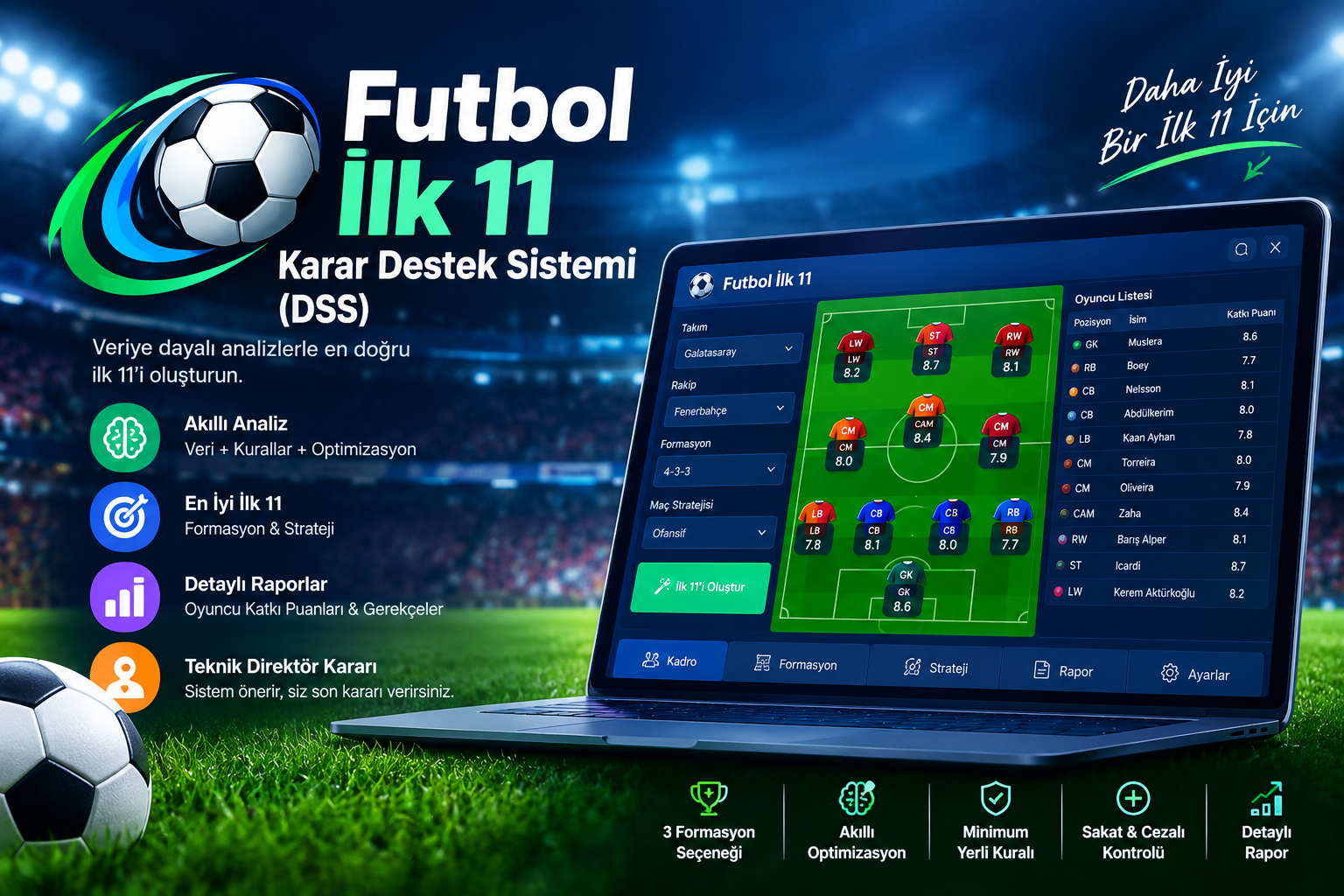 SahaMatik — veriye dayalı ilk 11 ve taktik analiz sistemi